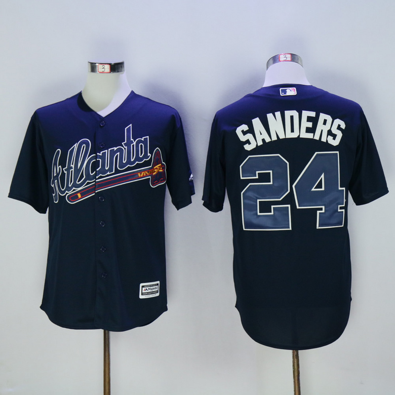 2017 MLB Atlanta Braves #24 Sanders Blue Throwback Jerseys->more jerseys->NBA Jersey